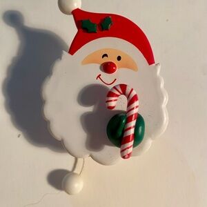 Wild Moving Parts Santa Claus Candy Cane Brooch – Festive Flair